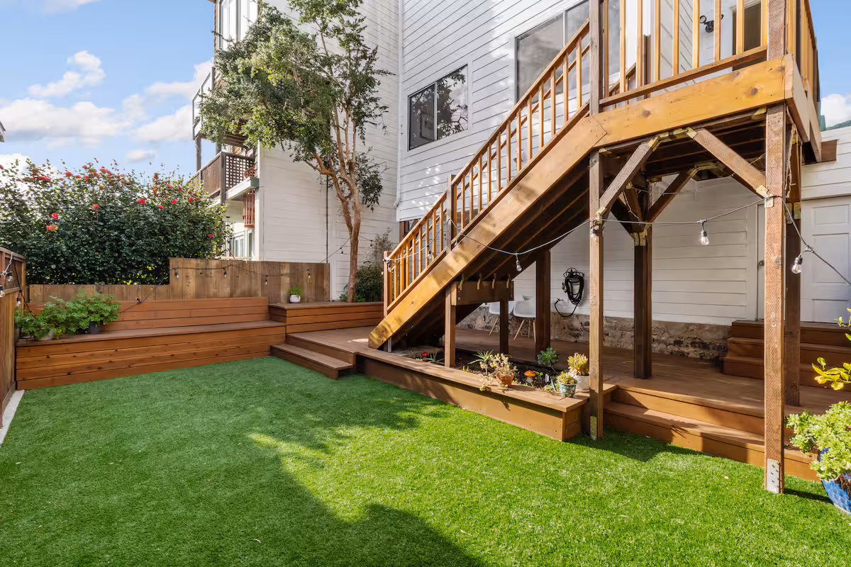 Private backyard with outdoor seating